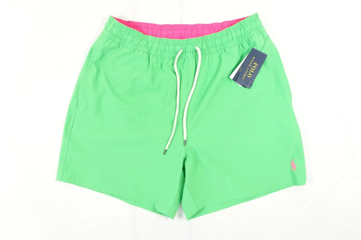 POLO RALPH LAUREN GREEN PINK 2XL 38-40 SWIM SURF TRUNKS SHORTS MENS NWT NEW