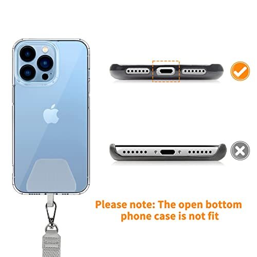 Phone Lanyard 2 Pack-2× Adjustable Neck Strap,2× Phone 21.65" Black+gray - Picture 3 of 6