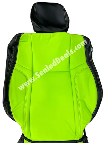 Black & Sublime Lime Green Leather Seat Covers for 2015-23 Dodge Challenger