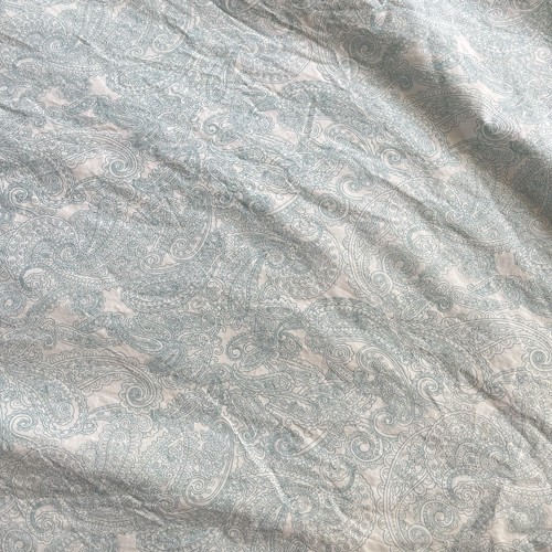 Ralph Lauren Queen Sheet Paisley Flat Bedding Teal Aqua Blue On White Cotton - Picture 6 of 10
