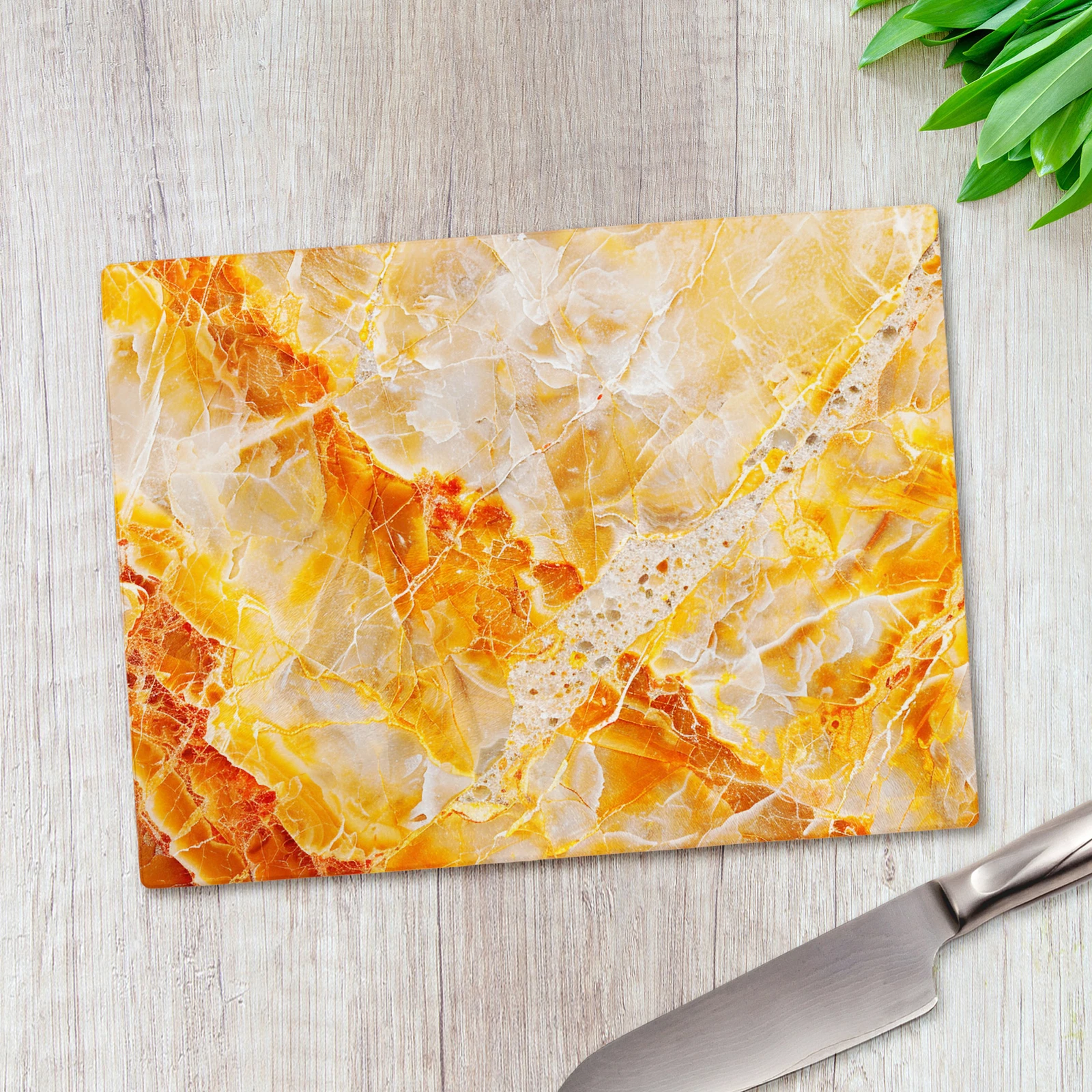 Orange Gold Marble Effect Glass Chopping Board Large Kitchen Worktop Saver
Opens in a new window or
