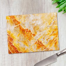 Orange Gold Marble Effect Glass Chopping Board Large Kitchen Worktop Saver