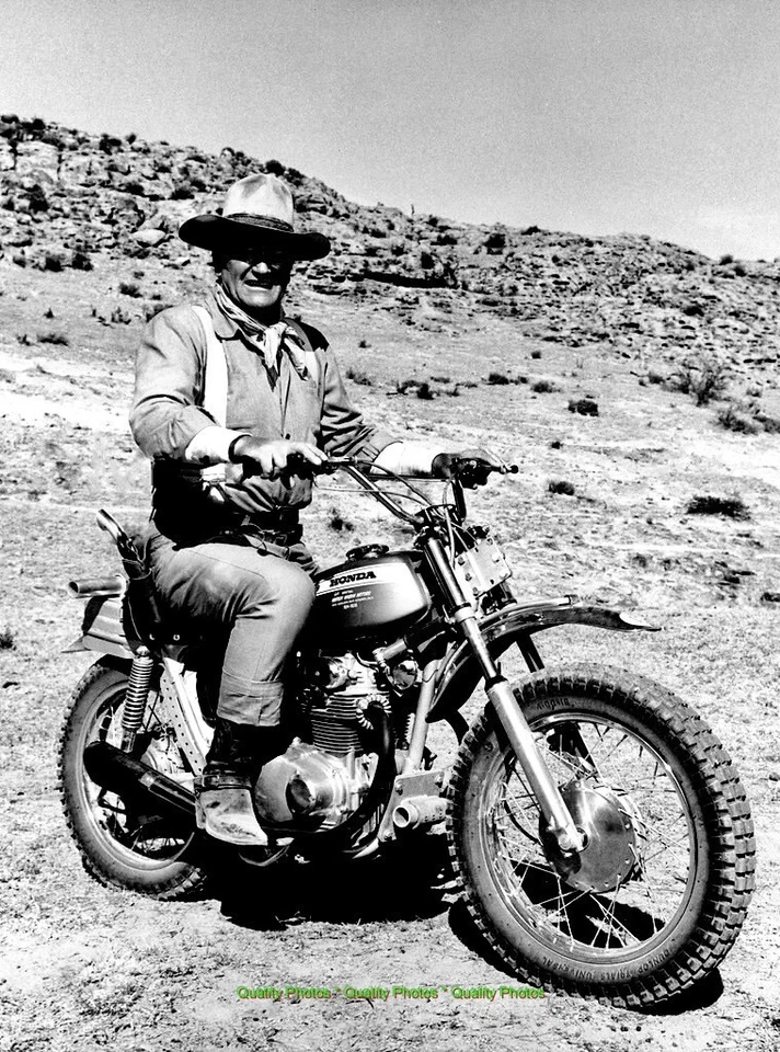 GOODS GALORE John Wayne on Honda 350SL Motorcycle 8.5x11" Photo Print Big Jake Movie Cowboy