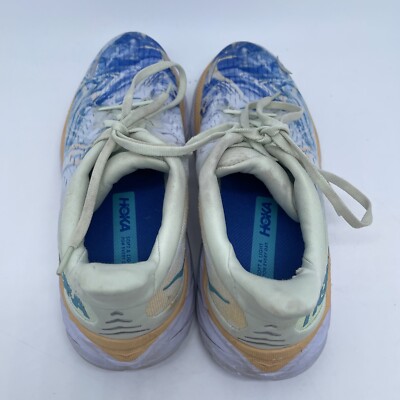 Hoka One One Clifton 8 Womens 7.5 B White Blue Running Shoes