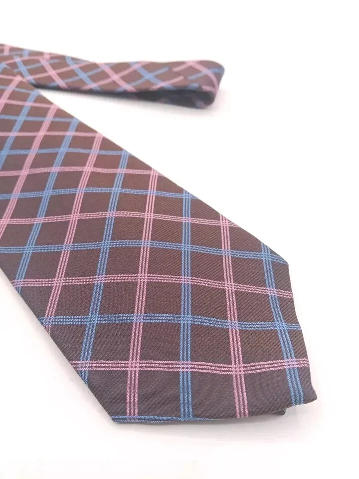 🇺🇸 Corbata de seda multicolor para hombre Hickey Freeman hecha a mano en EE. UU. 58x3 3/8 cuadros Foto 4 de 4