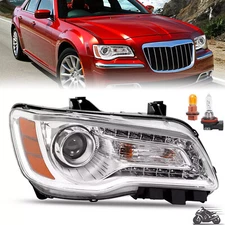 For Chrysler 300 11-23 LED DRL Projector Headlight Chrome Right Passenger Side