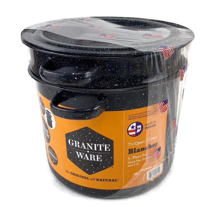 Granite Ware Blancher Stock Pot Strainer 7.5 Quart 3-piece Set Drainer Canning - Image 2 of 4