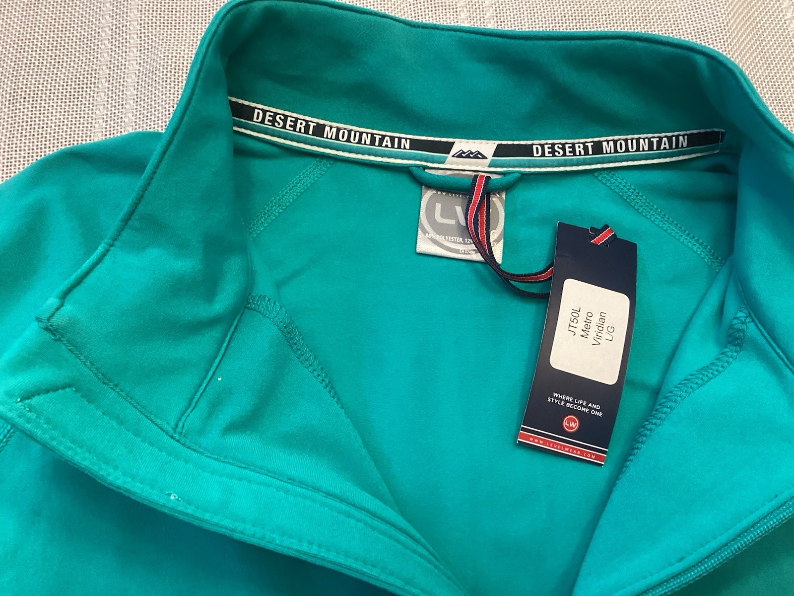 Men's Levelwear Gear Teal 1/4 Zip Pullover Long Sleeve Size L