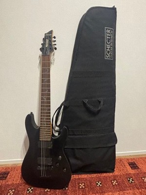 Schecter Damien-7 Electric Guitar, Black, with Guitar Case #QY3FW4
