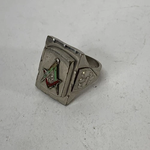 1940s SILVER MASONIC RING - USA - Estate Find ! Made In Mexico