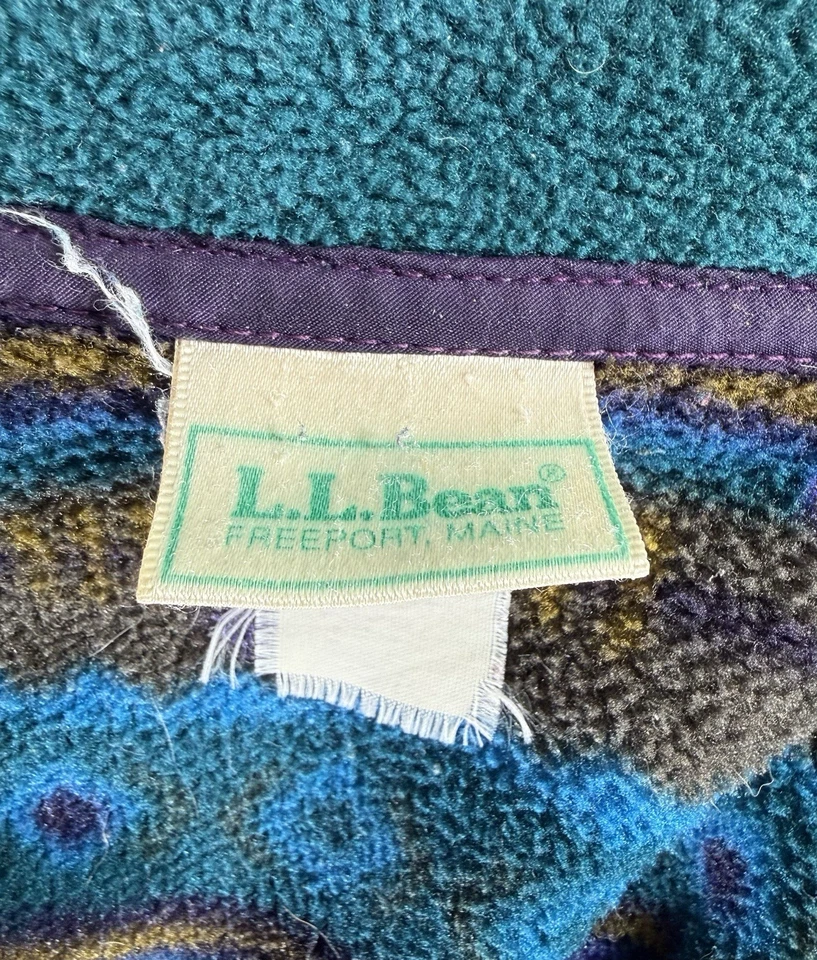 Chaqueta polar de colección años 90 LL Bean Southwestern Azteca Tribal AOP cremallera completa marrón azul Foto 4 de 4