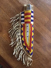 Native American Sioux Handmade Knife Sheath Indian Beaded Knife Cover