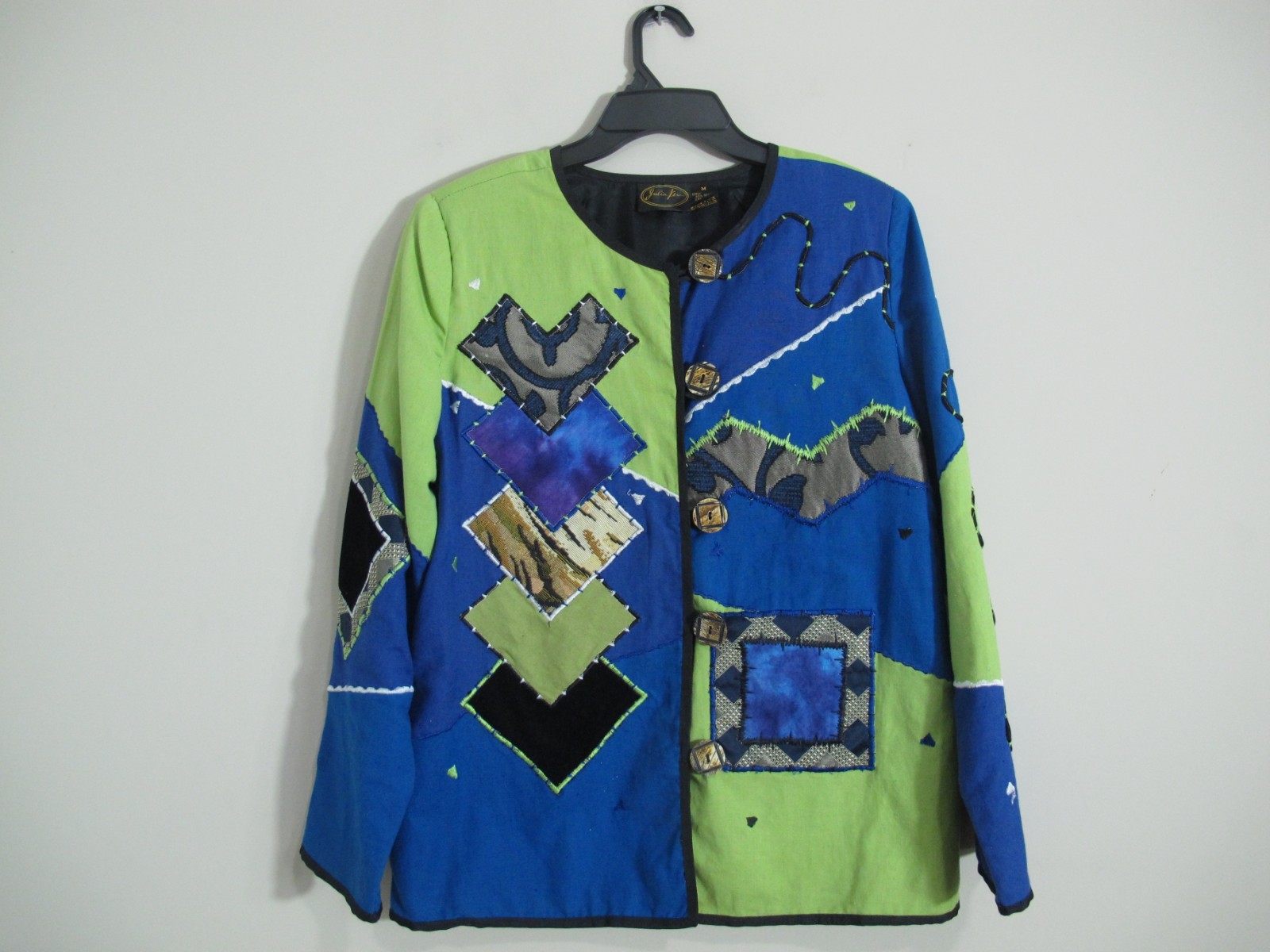Julia Kin Patchwork Jacket Women's Size M Blue Gr… - image 5