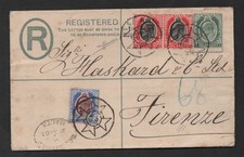 MALTA 1907 REGISTERED COVER FRANKED SCOTT #22-#24 TIED MALTESE CROSS