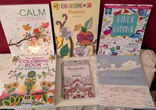 Lot Of 6 Adult Coloring Books Brand New Flowers Mandala Landscapes 3D Birds Calm