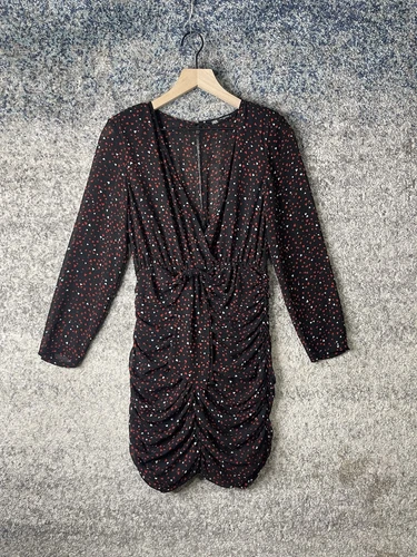 Abito ZARA Cuore San Valentino Imbottito Increspato Rosso Nero Taglia Media