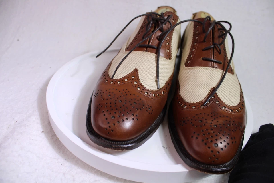 Vintage Peal & Co. For Brooks Brothers Brown Spectator Wingtips 9 D England - Image 3 of 4