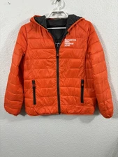 Kenneth Cole Jacket Mens Large Orange Reversible Puffer Hooded Sundance 2016