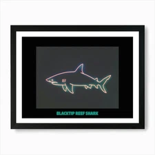 Neon Blacktip Reef Shark 3 Poster A Framed Wall Art Poster Canvas Print Picture