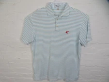 Caves Valley Golf Club Peter Millar Shirt Men Medium Blue Stripe Summer Comfort