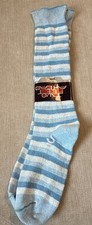 VTG Womens Mens Knee High Socks Blue Striped Orlon Acrylic Nylon 9-11