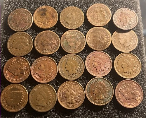 20 Mixed Date Indian Head Penny Collection 1880-1907 Estate Bulk Coin Lot JC108