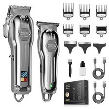 Professional Hair Clippers for Men - Cordless Clippers Trimmers Set with LCD