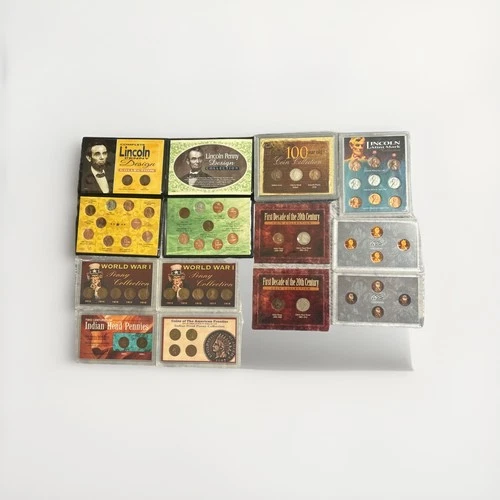 U.S. Cent Sets - 12 Sets in Holders w/Wartime Steel Cent/ Indian Head/VDB/proof