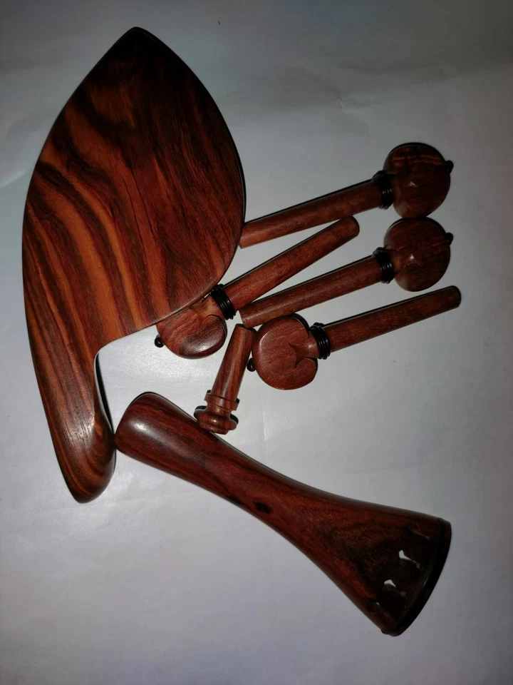 1 Set Rose Wood Violin Fitting With Ebony Collar 4/4 Size Violin Accessory - Image 3 of 4