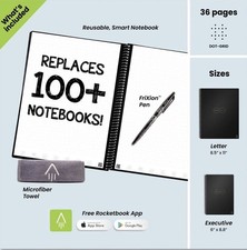 Rocketbook Everlast Smart Notebook Executive Size 6 X 8.8 In Pen Clean Cloth
