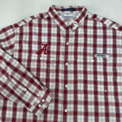 Alabama Crimson Tide Shirt Mens 2XL Red Plaid NCAA Football Columbia PFG