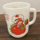 Vintage Strawberry Shortcake Anchor Hocking Milk Glass Mug American Greetings