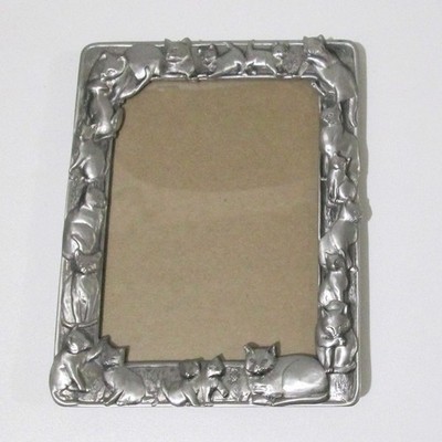 Vintage Seagull Pewter Picture Frame PF 230 Cats Border 4 x 6 Photo 1990