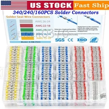 340/160PCS Waterproof Solder Stick Seal Sleeve Heat Shrink Butt Wire Connectors