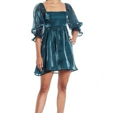 Thirty Thirty LA Teal Shiny Puff Sleeve Women’s XS Mini Dress
