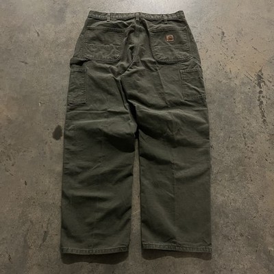 Vintage Carhartt Pants Men s 36x30 B11 MOS Green Duck Canvas Carpenter Work