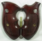 New, Wood checkered grips for S&W Revolvers, K, L Frame, Round butt, 686-64-65-6
