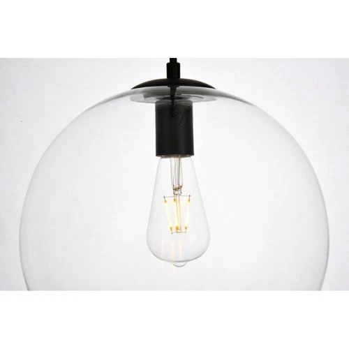 Living District Placido 1-Light Transitional Metal Pendant - Black & Clear - Picture 4 of 6