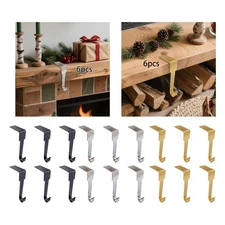 6Pcs Christmas Stockings Holder Hanger Xmas Decor Hang Christmas Stockings