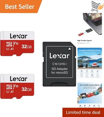 Micro SD Card 32GB 2 Pack Ultra Fast UHS-I Class 10 V10 A1 for Camera Smartphone