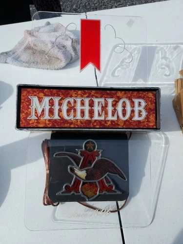 Vintage Michelob On Draught Beer Plastic Light Up Bar Sign Man Cave Very Nice!!