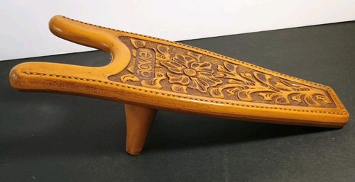VTG Acme Boot Jack 70s Molded Resin Faux Tooled Western Floral Cowboy Rancher - Foto 4 di 7