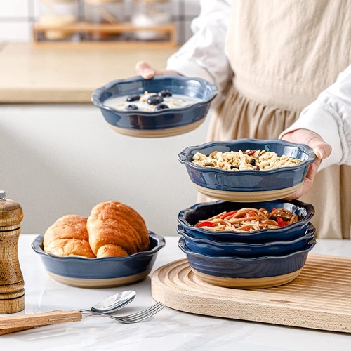 Ceramic Pot Pie Pans Set of 6, 6 Inch Pie Pan, Mini Pie Tins for Dessert Kitc... - Picture 5 of 6