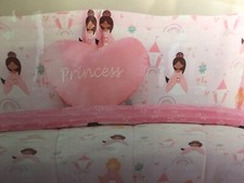 3 PC Girl Princess Castle Rainbow Comforter Set w Decorative Pillow, Twin Pink