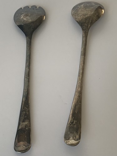 Salad Spoon & Fork Servers Silverplated Set Made in Italy Vintage 10 1/2" Long - Picture 6 of 6