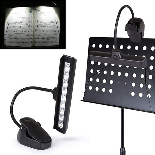 9 LED Flexible Clip-on Music Stand Reading Light Bed Table Desk Lamp Black - Picture 11 of 12