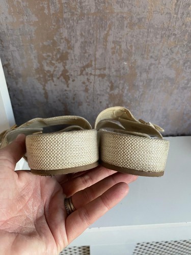 Dune London Loren Sandalen Stoff naturfarben Gr. UK 7 Schnallenriemen Flats - Bild 5 von 9