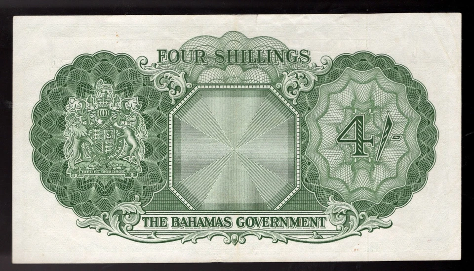 1953 BAHAMAS 4 Shilling Pic# 13b XF+ (CRISP) - Image 2 of 2