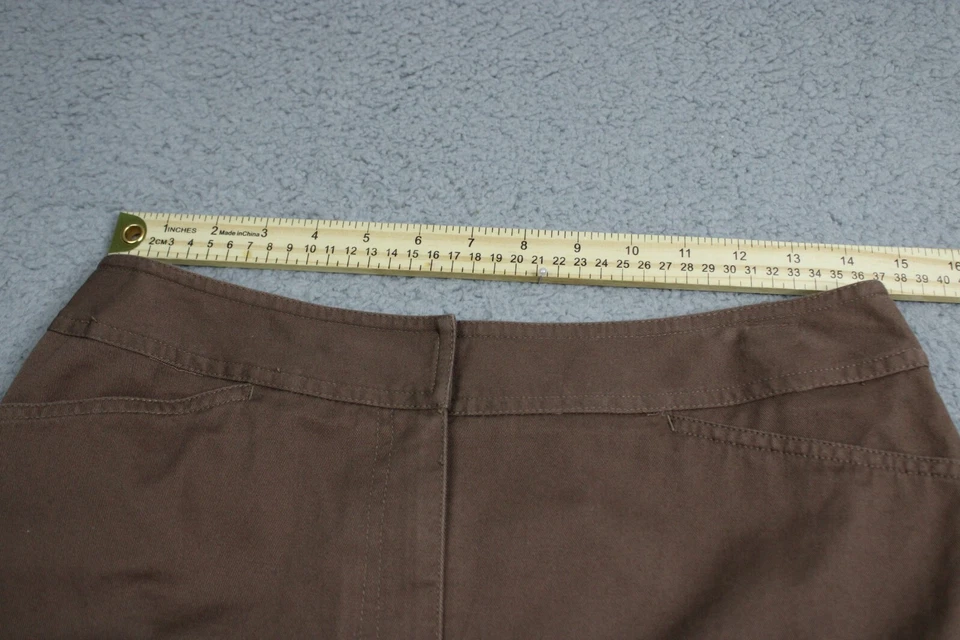 Falda Raphaella Petites Mujer 8P Marrón Lápiz Carrera Frontal Cremallera Midi Algodón Foto 3 de 4