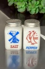 Vintage Milk Glass Windmill & Sailboat Salt And Pepper Shaker Lidded Jars